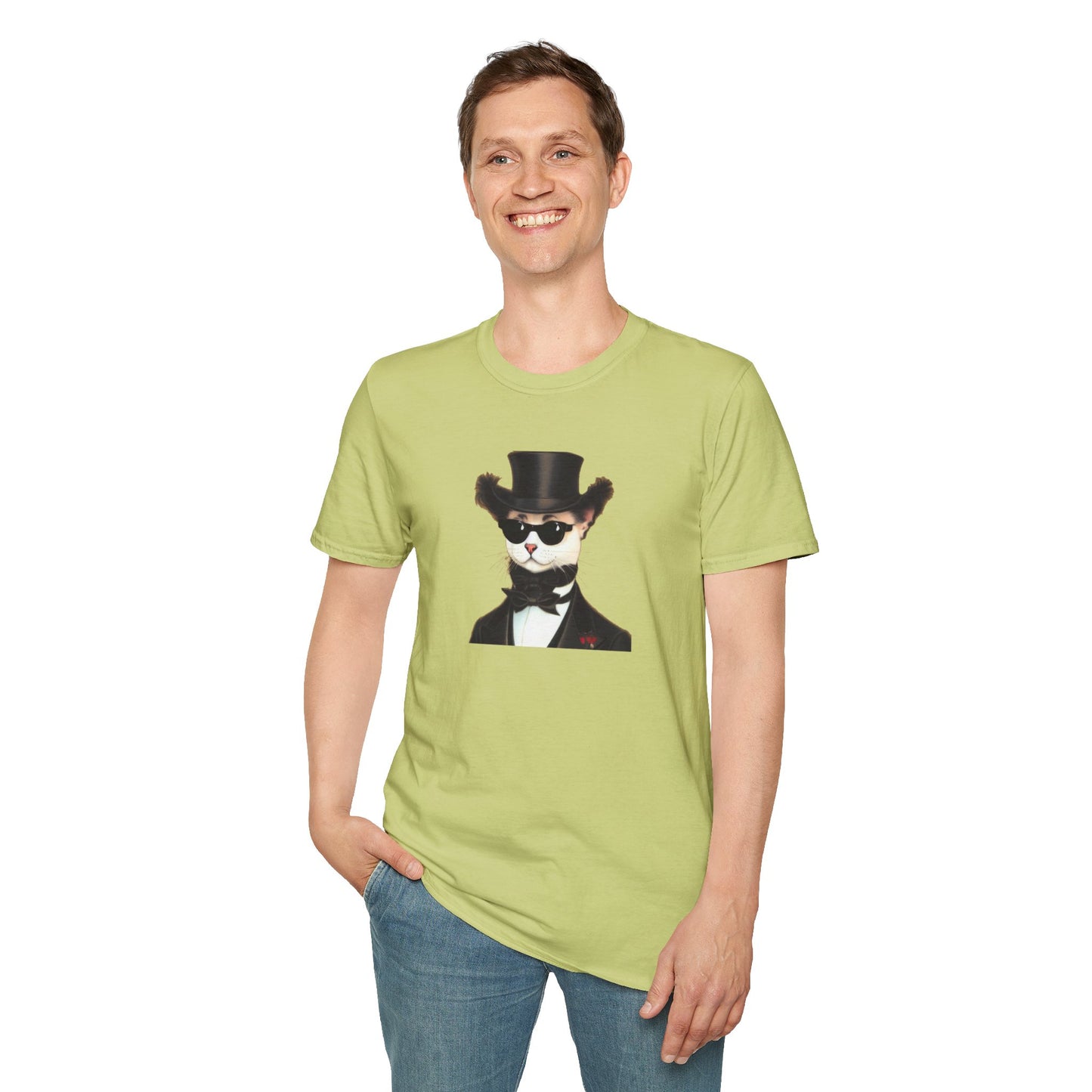 Top Hat Cat - Unisex Softstyle T-Shirt