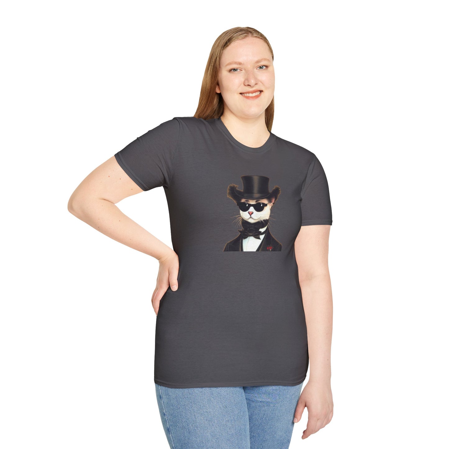 Top Hat Cat - Unisex Softstyle T-Shirt