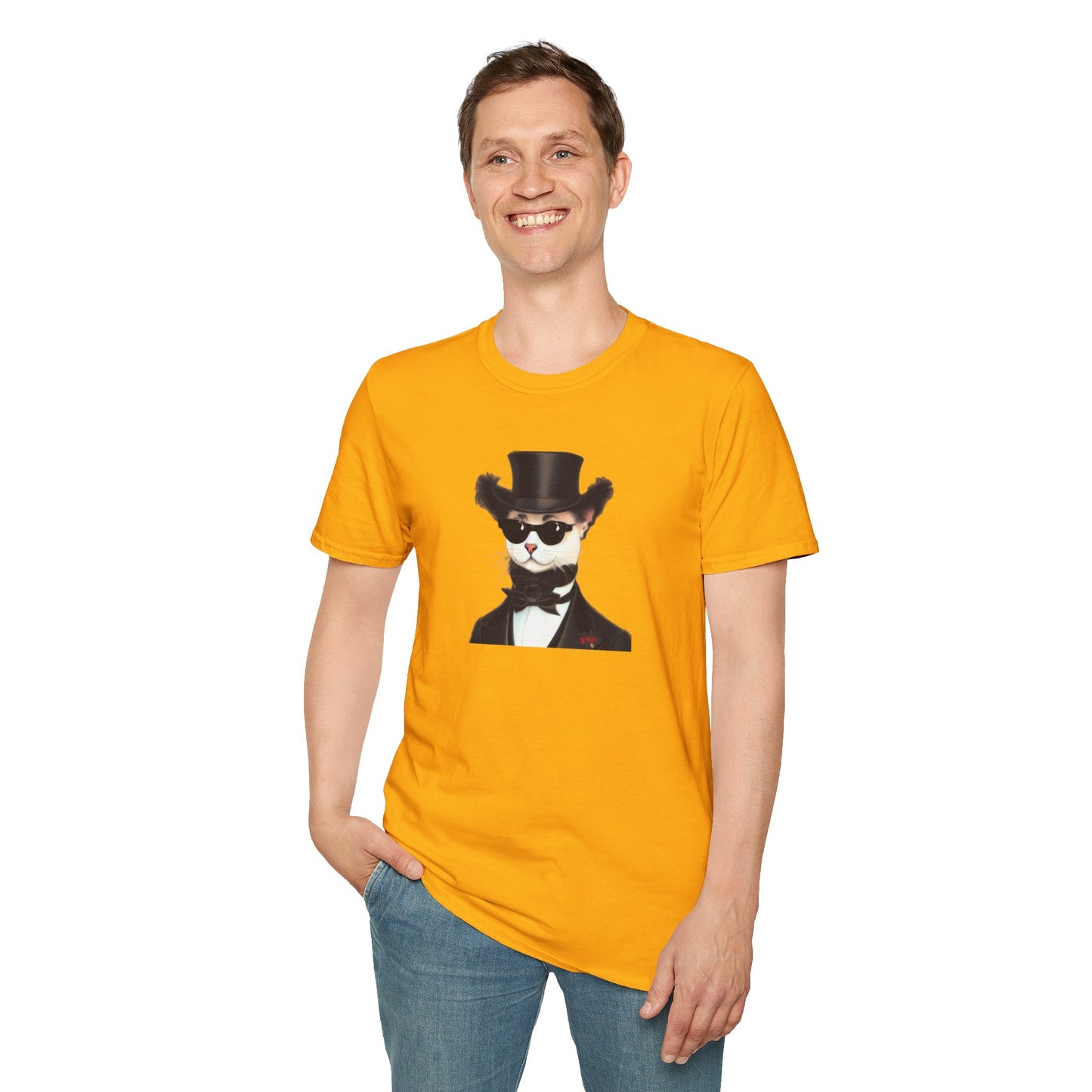 Top Hat Cat - Unisex Softstyle T-Shirt