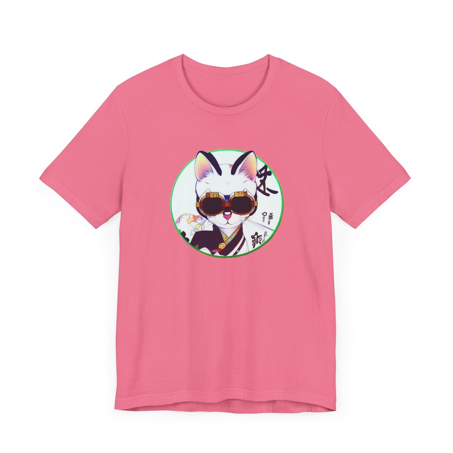 Samurai Cat - Shades of Pink - Unisex Jersey Short Sleeve Tee