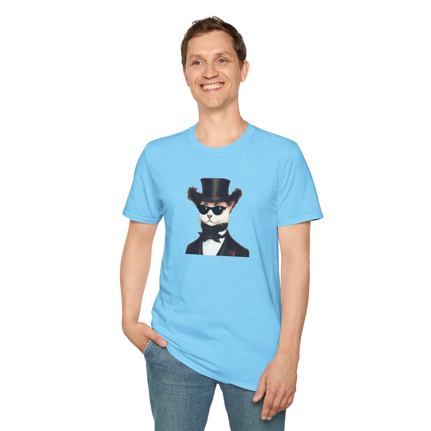 Top Hat Cat - Unisex Softstyle T-Shirt