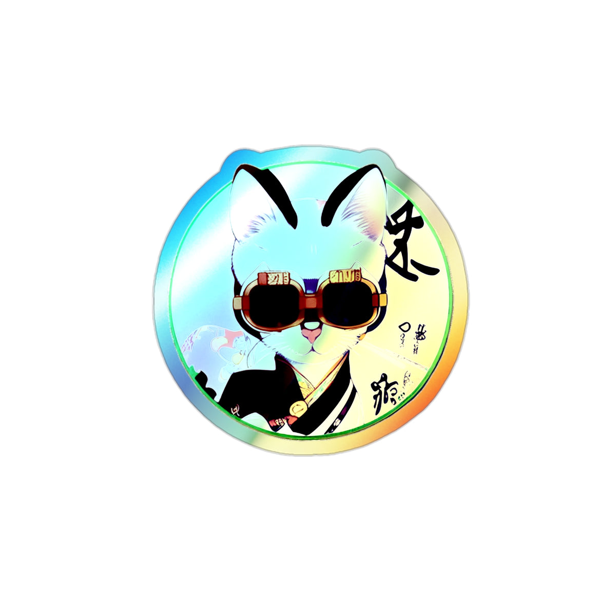 Samurai Cat - Holographic Die-cut Sticker