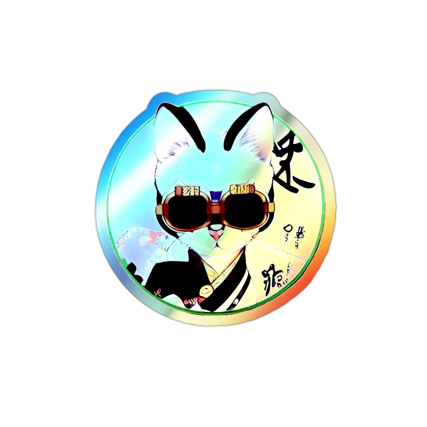 Samurai Cat - Holographic Die-cut Sticker