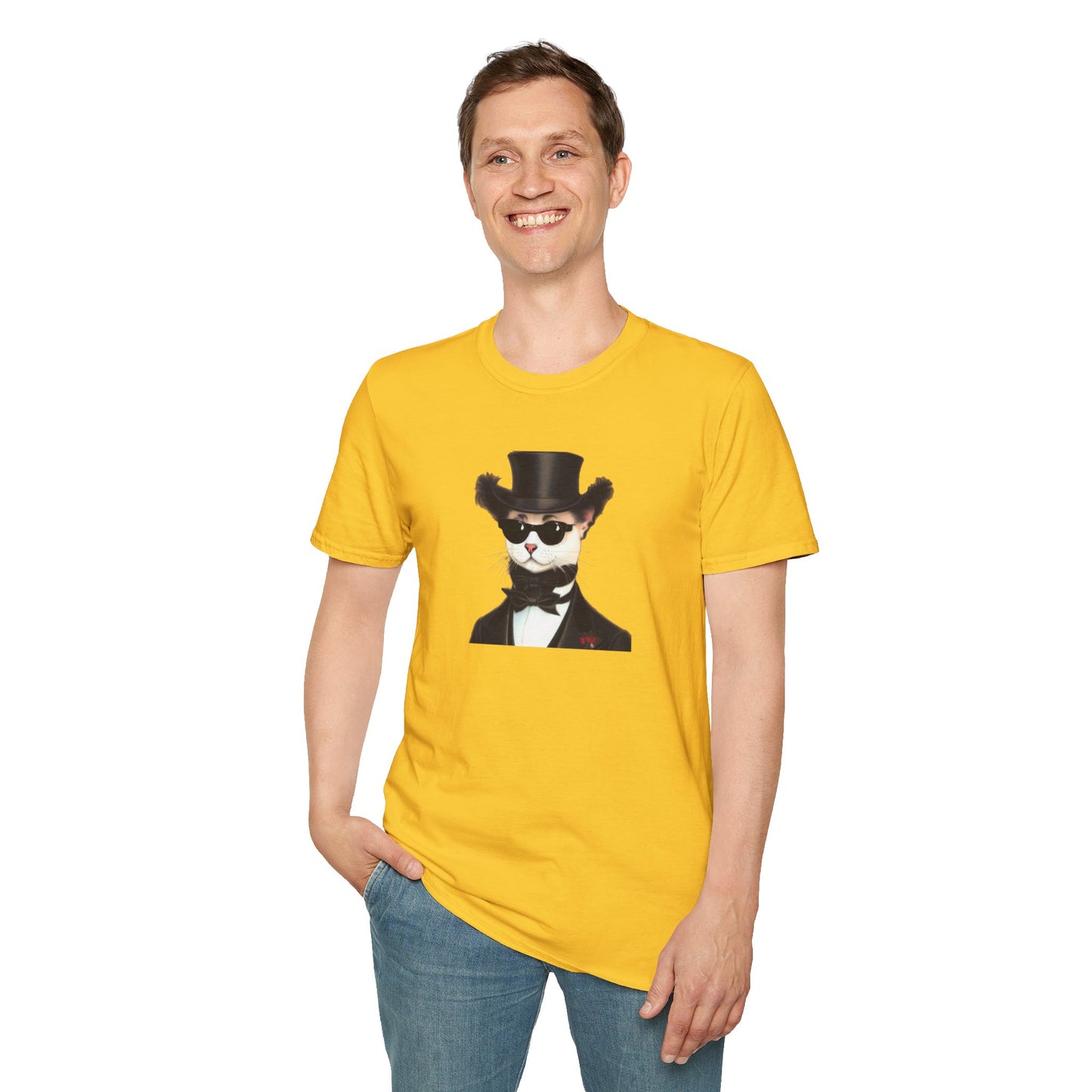 Top Hat Cat - Unisex Softstyle T-Shirt