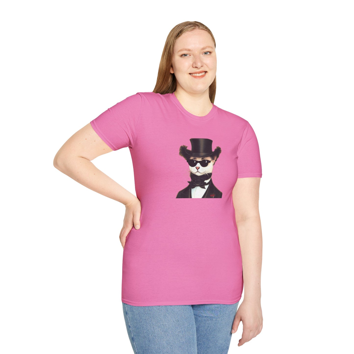 Top Hat Cat - Unisex Softstyle T-Shirt