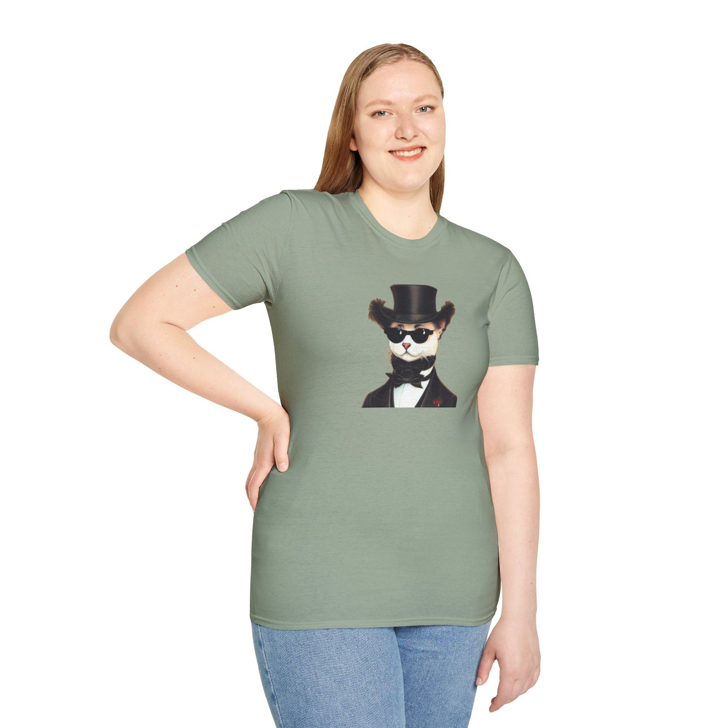 Top Hat Cat - Unisex Softstyle T-Shirt