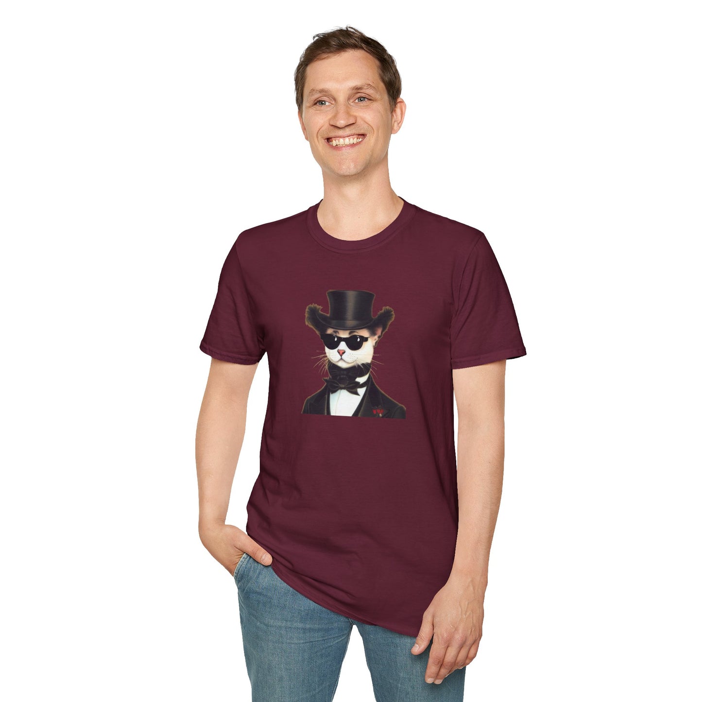 Top Hat Cat - Unisex Softstyle T-Shirt