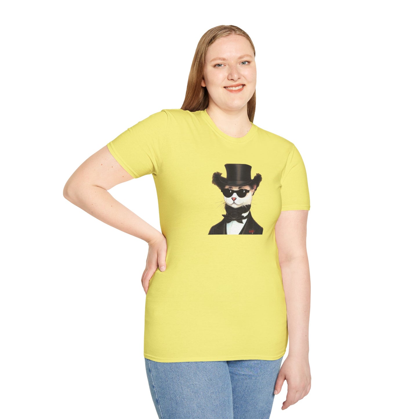 Top Hat Cat - Unisex Softstyle T-Shirt