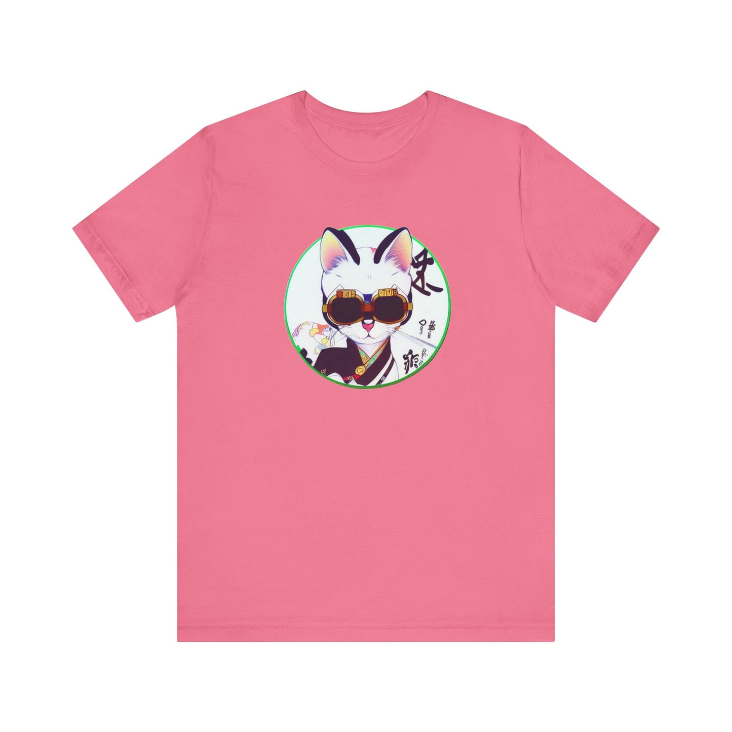 Samurai Cat - Shades of Pink - Unisex Jersey Short Sleeve Tee