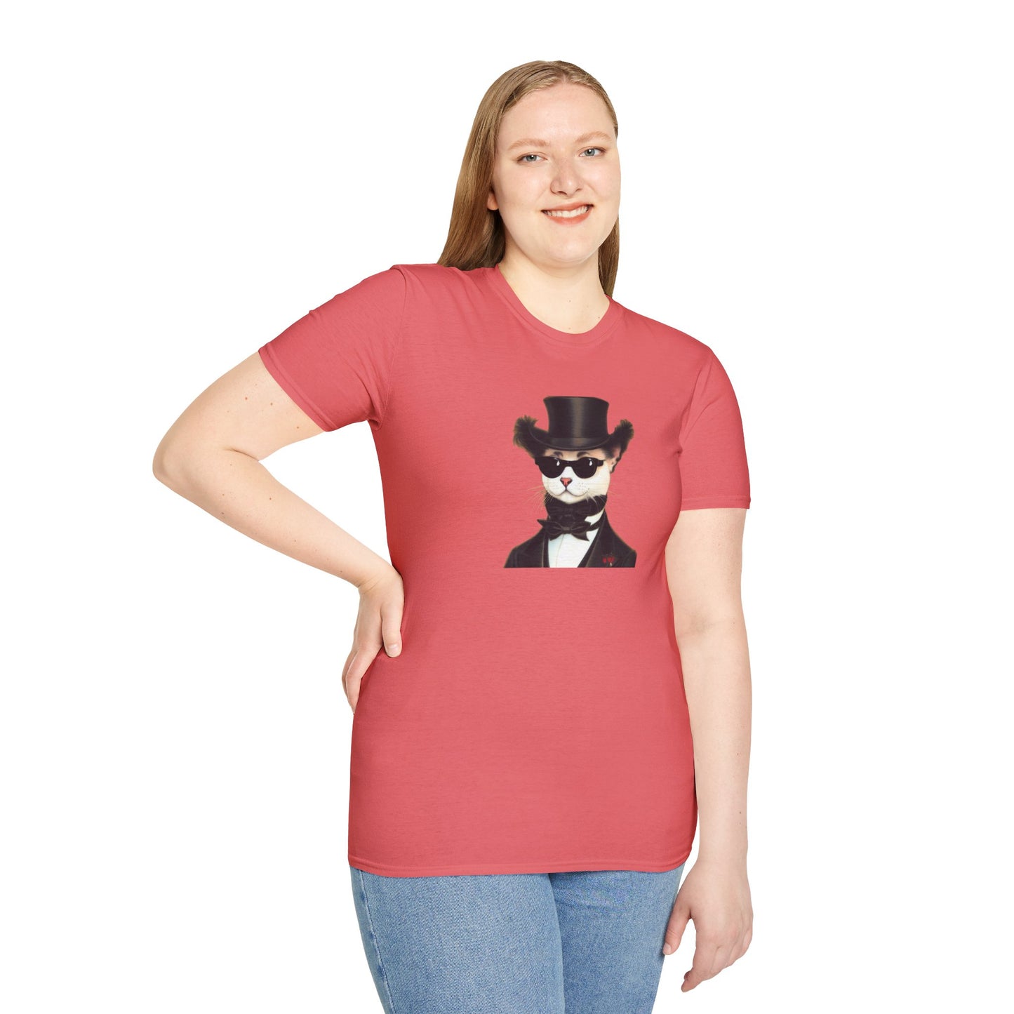 Top Hat Cat - Unisex Softstyle T-Shirt