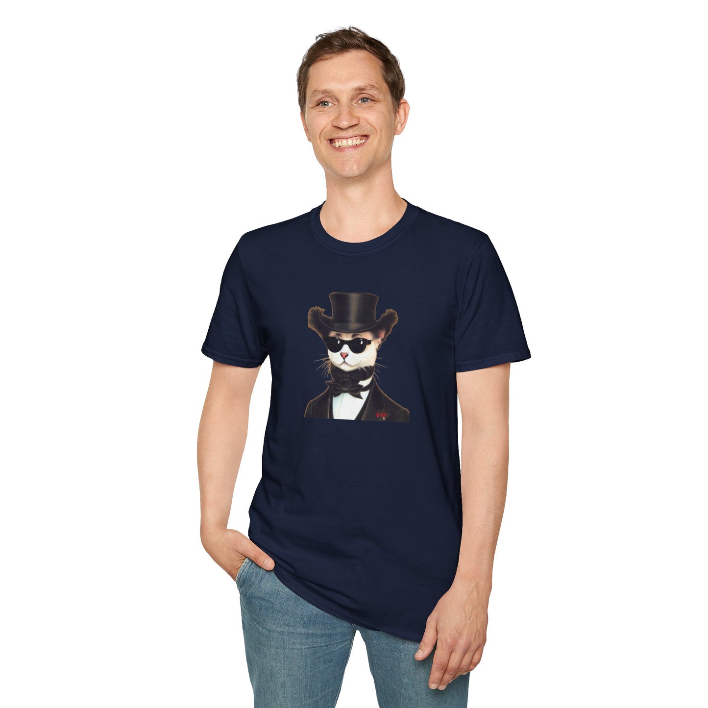 Top Hat Cat - Unisex Softstyle T-Shirt