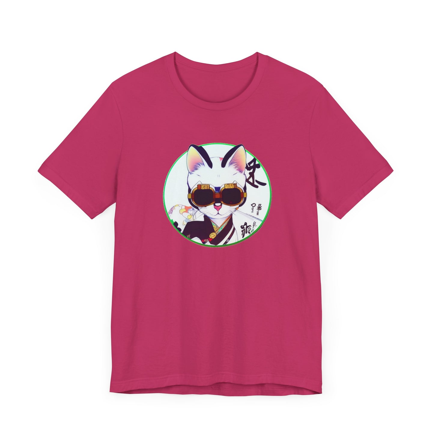 Samurai Cat - Shades of Pink - Unisex Jersey Short Sleeve Tee