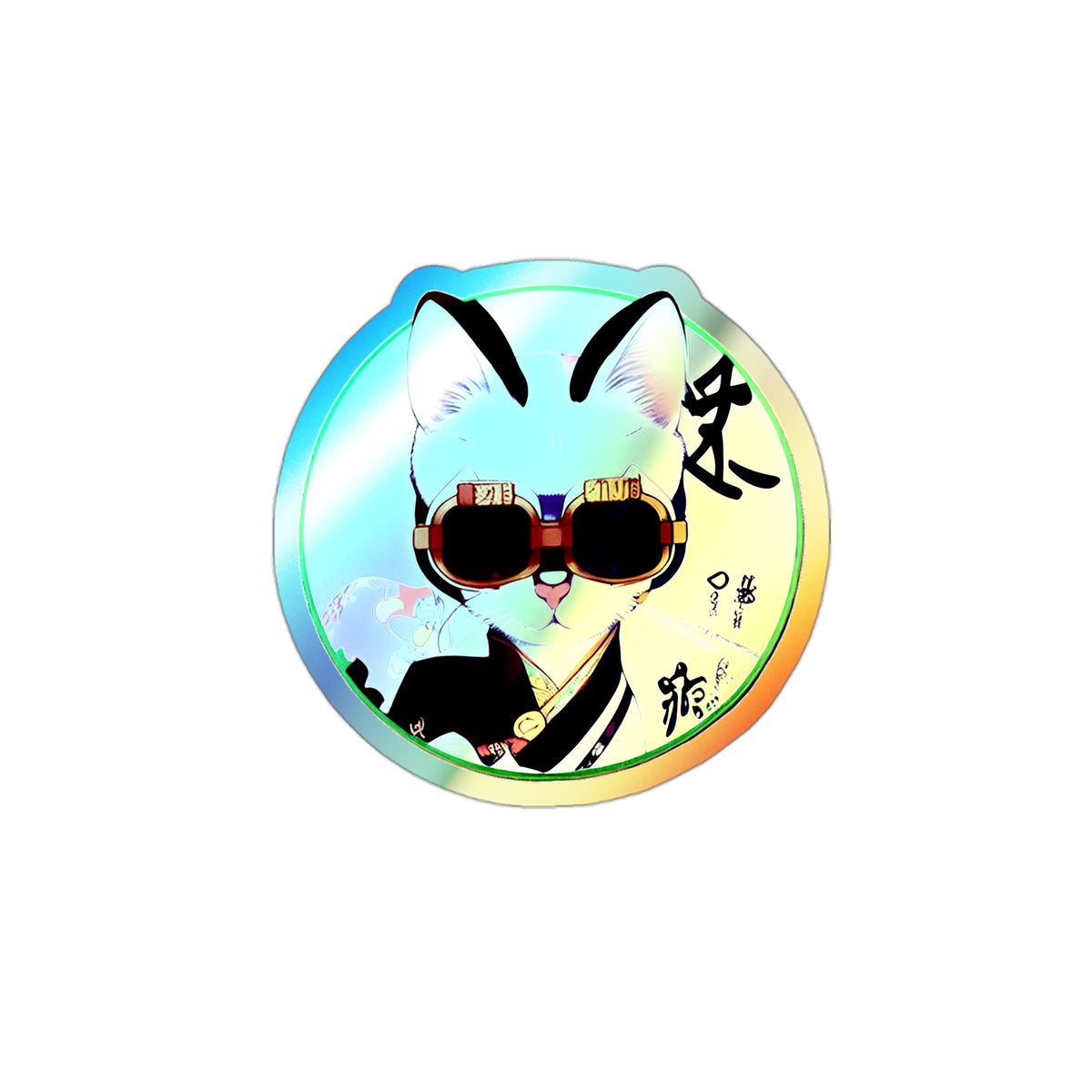 Samurai Cat - Holographic Die-cut Sticker