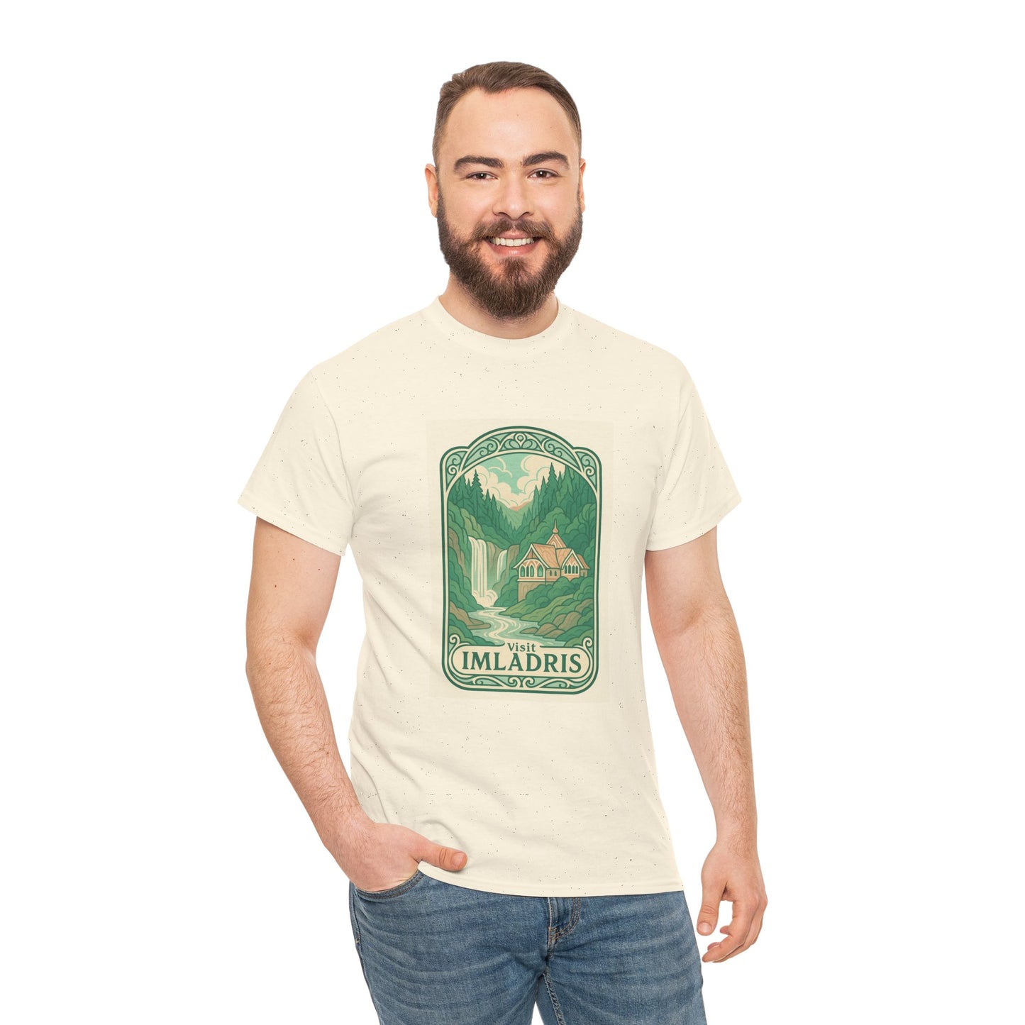 Vintage Imladris Unisex Heavy Cotton Tee, Nature Lover Tee, Hobbit-Inspired Shirt, Adventure Apparel, Gift for Tolkien Fans