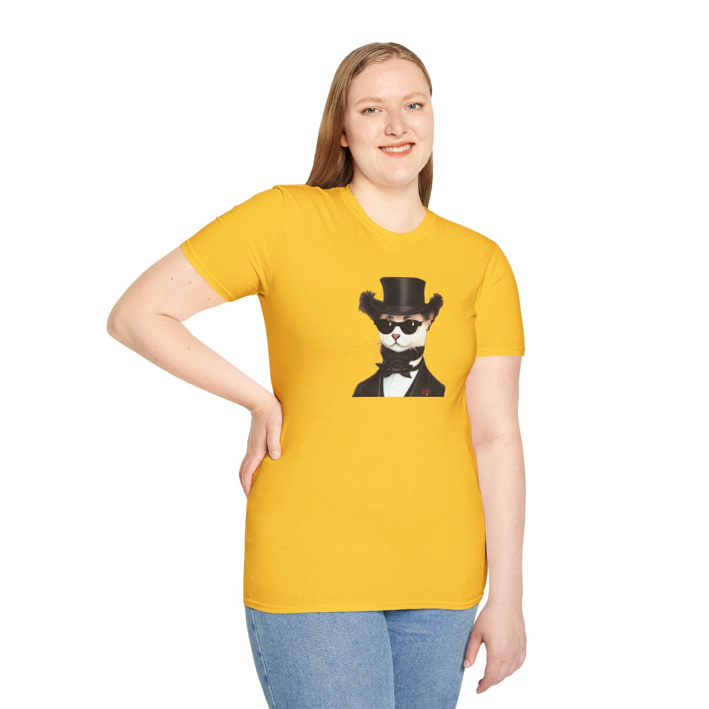 Top Hat Cat - Unisex Softstyle T-Shirt