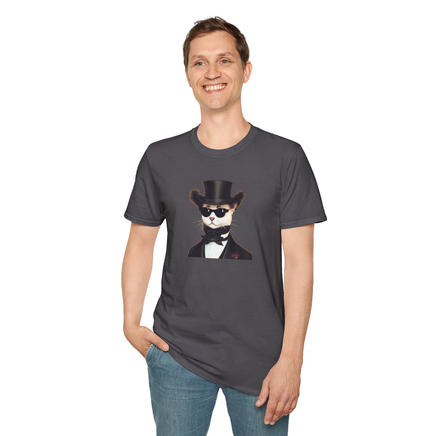 Top Hat Cat - Unisex Softstyle T-Shirt