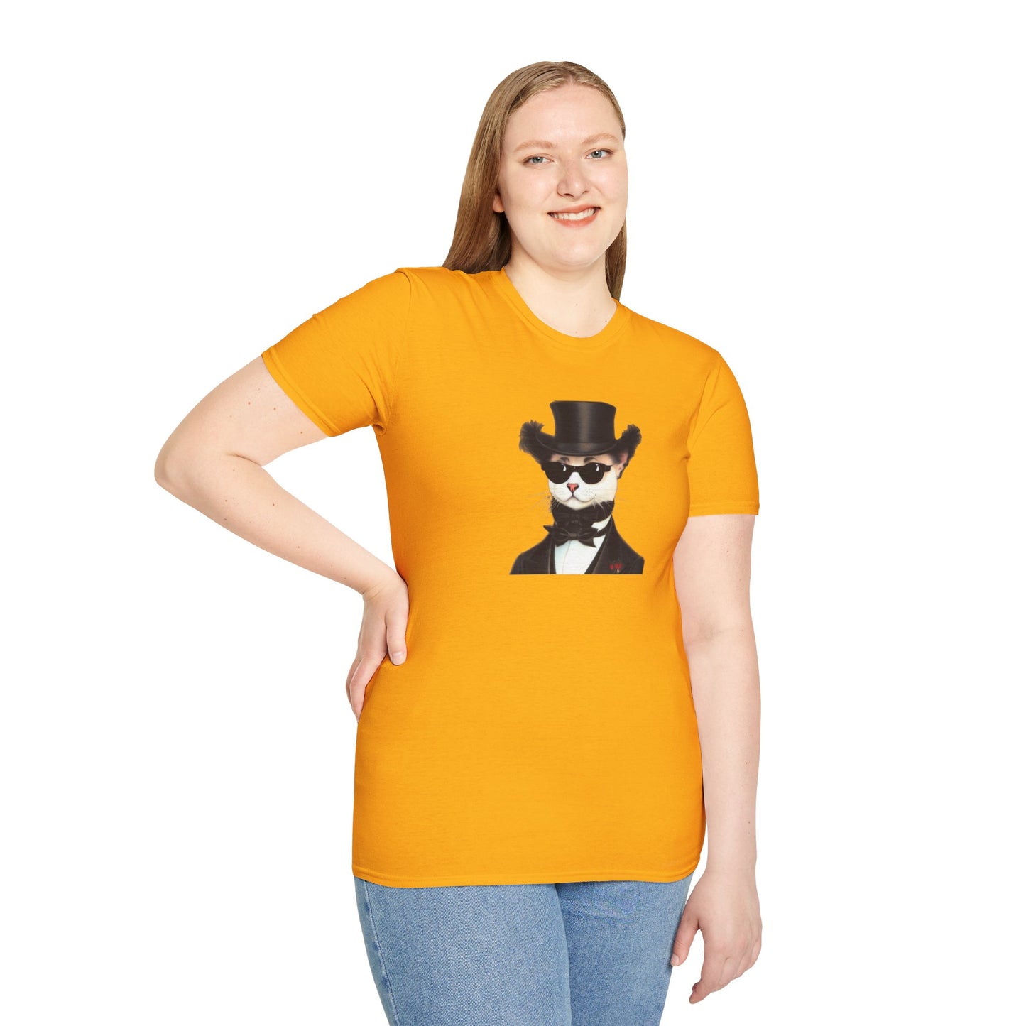 Top Hat Cat - Unisex Softstyle T-Shirt