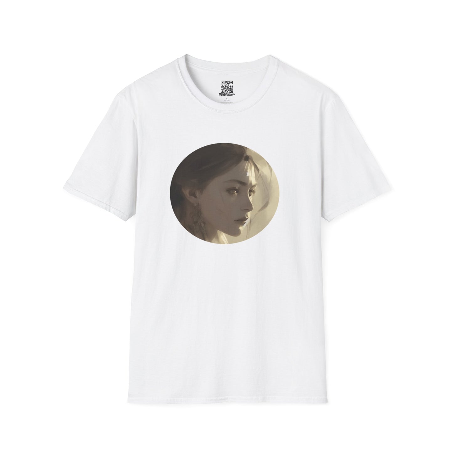 Painted Portrait, Beautiful Young Lady - Unisex Soft-Style T-Shirt