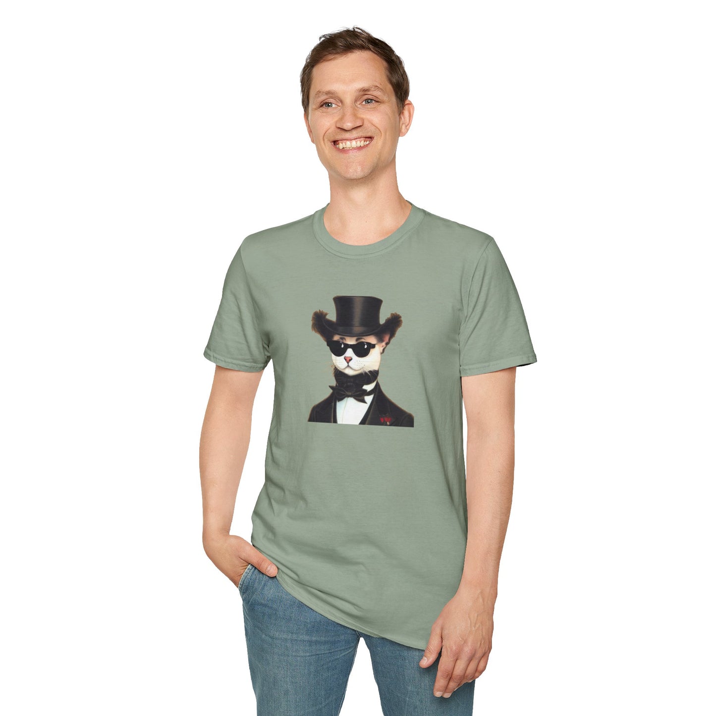 Top Hat Cat - Unisex Softstyle T-Shirt