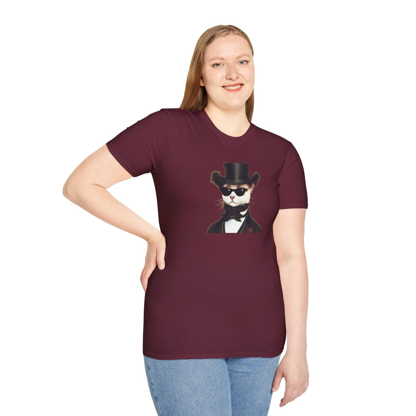 Top Hat Cat - Unisex Softstyle T-Shirt