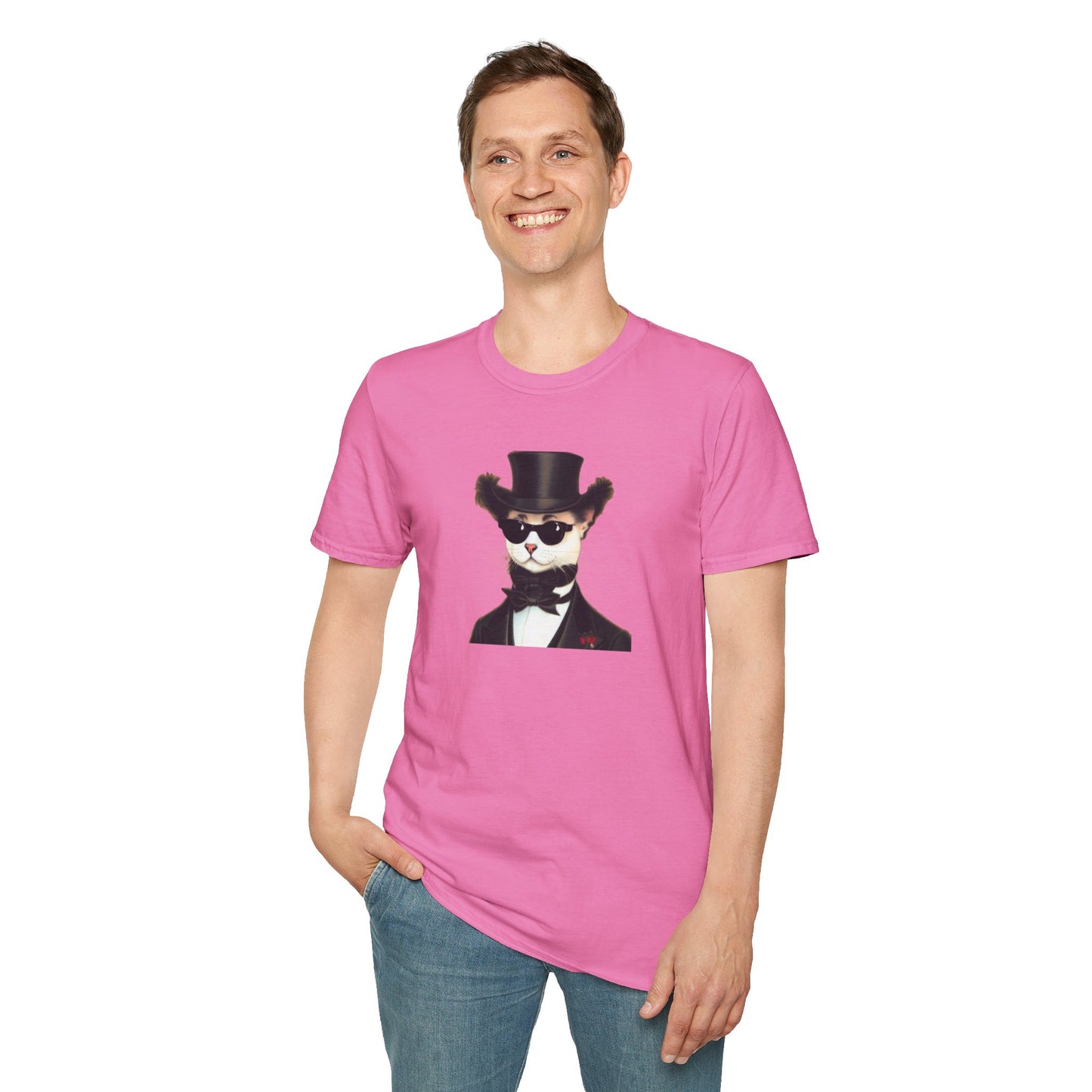 Top Hat Cat - Unisex Softstyle T-Shirt